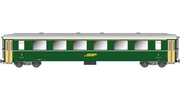 Ganzmettal-Handarbeit Modelle, Gefederte SIG Torsionsstab Drehgestelle mit Kugellagerachsen, gefederter Mittelpuffer, LED Innenbeleuchtung über Funktionsdecoder schaltbar und eine authentische Inneneinrichtung